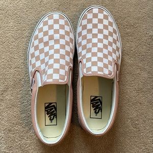 Checkerboard Slip On Vans Pink